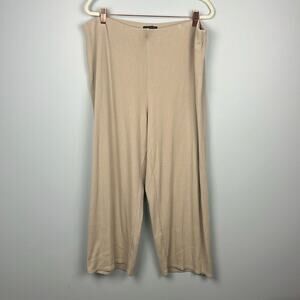 Eileen Fisher XL ribbed knit wide leg crop casual tan pants